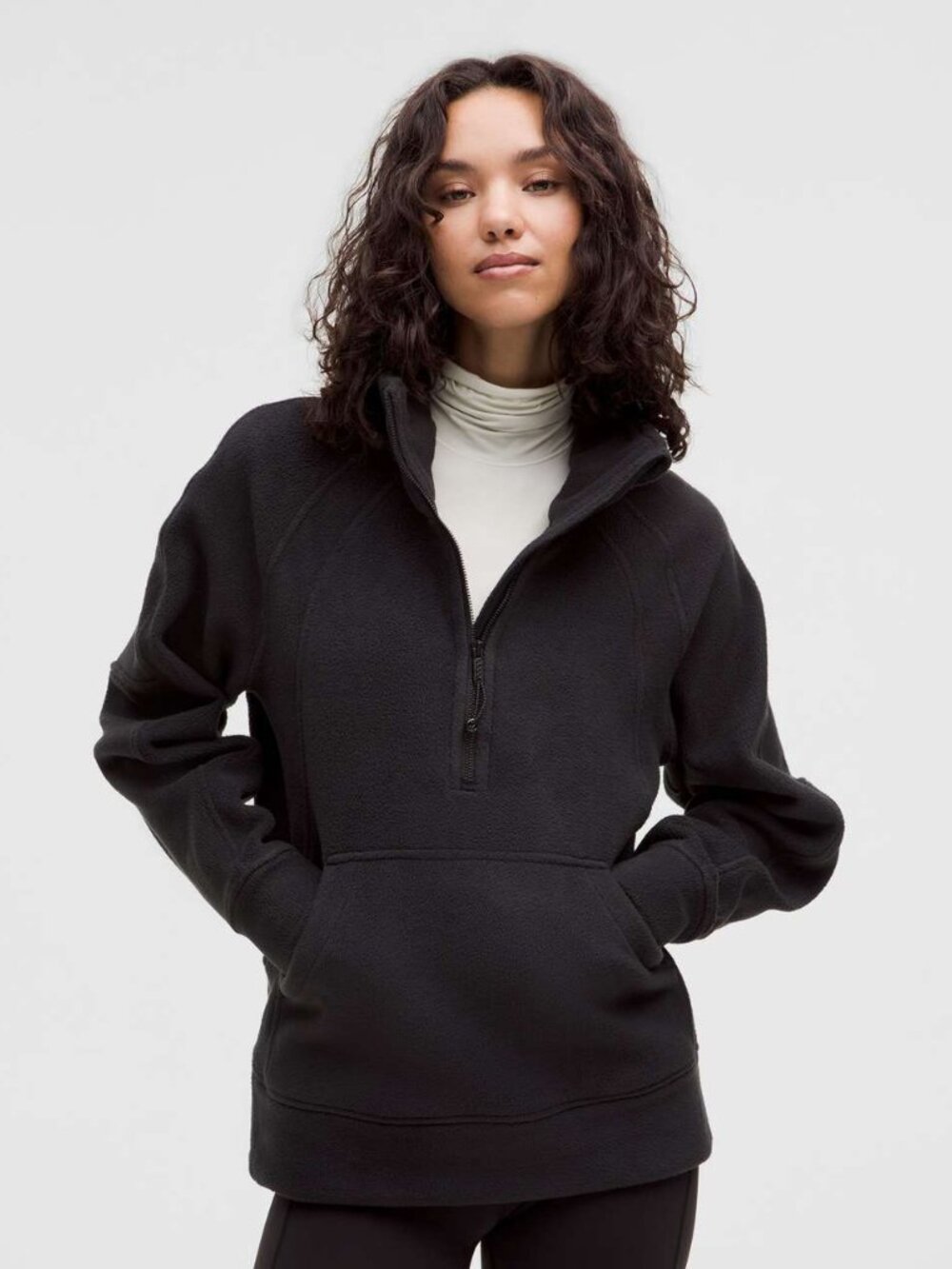 Lululemon Scuba Tumbled Fleece Funnel-Neck Half-Zip -- Black (Size Medium/Large) - Picture 6 of 6